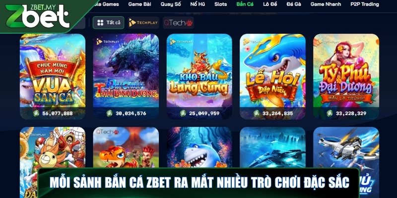 Bắn cá ZBET - Bùng nổ những màn săn boss đối chiến đặc sắc 1 Mỗi sảnh bắn cá ZBET ra mắt nhiều trò chơi đặc sắc