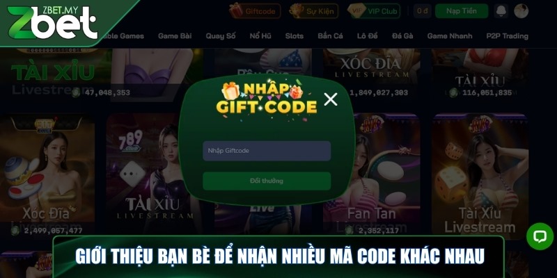 Giới thiệu bạn bè để nhận nhiều mã code khác nhau