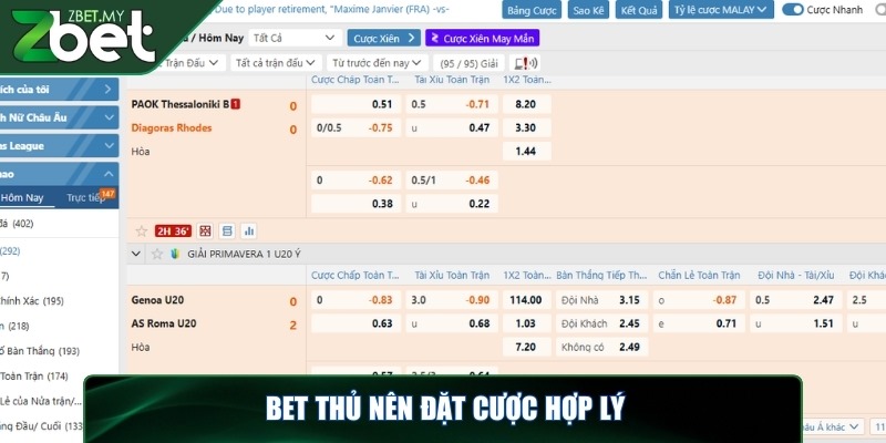 Kèo handicap là gì - Trang bị cần thiết khi cược tại ZBET 4 Bet thủ nên đặt cược hợp lý